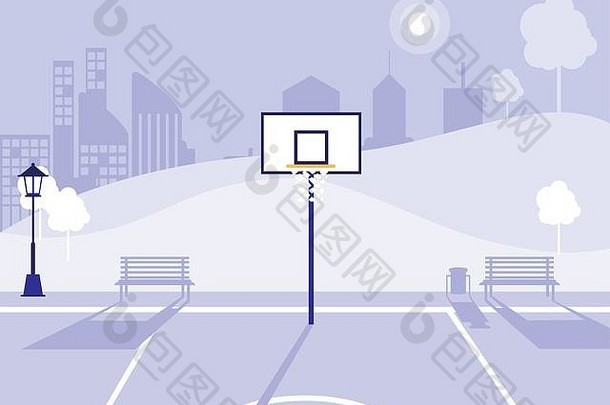 篮球场公园孤立的图标向量插图设计