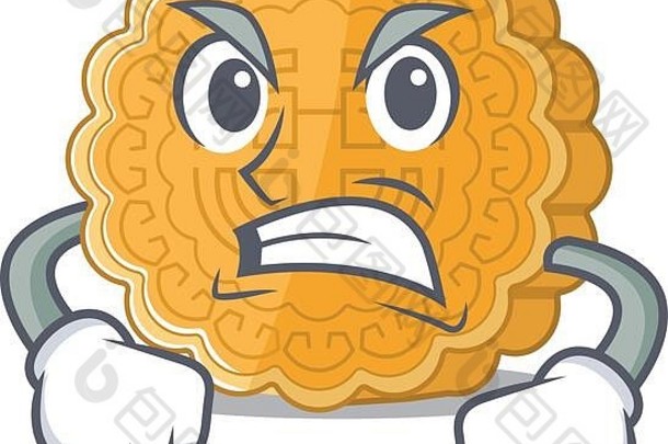 中国人月饼卡通字符设计愤怒的脸
