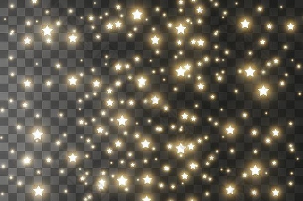 灰尘火花金星星发光特殊的光向量闪光透明的背景圣诞节光效果闪闪发光的神奇的灰尘