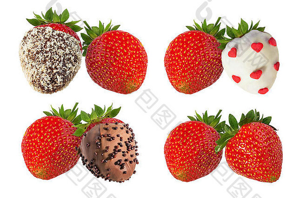 草莓草莓巧克力孤立的白色背景