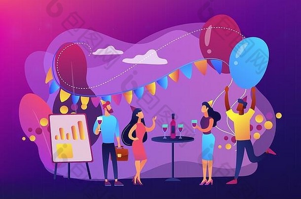 企业聚会，派对概念向量插图
