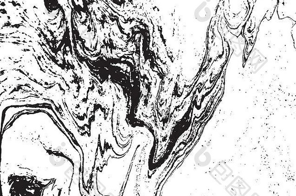 黑色的白色液体纹理水彩手画大理石花纹插图摘要向量背景单色大理石模式