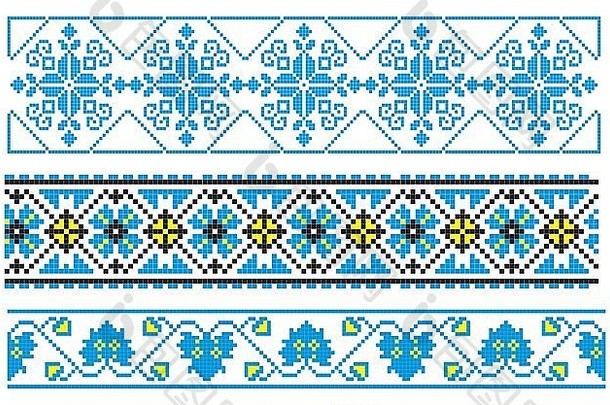 向量插图乌克兰刺绣饰品模式帧边界
