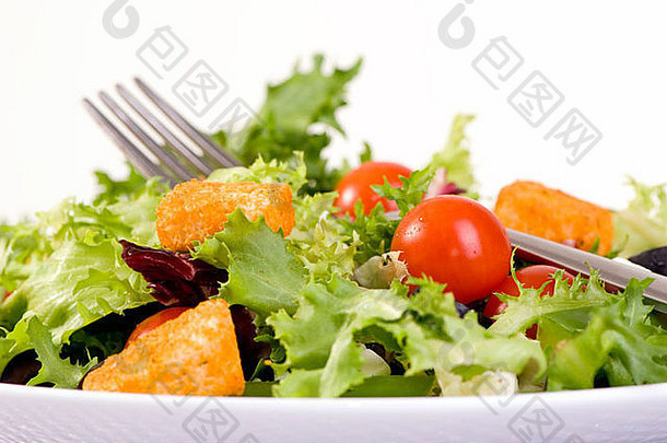 健康晚餐沙拉很多绿色