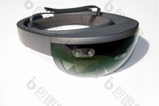 虚拟全息香酚聪明的眼镜孤立的白色虚拟现实耳机前面视图回来视图混合现实耳机孤立的