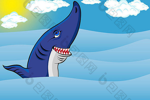 鲨鱼海插图孤立的白色背景