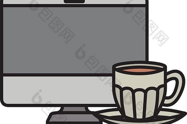 <strong>电脑桌面</strong>杯咖啡孤立的图标