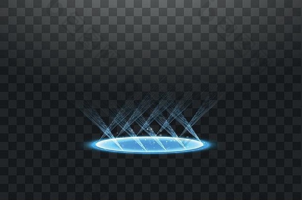 未来主义的传送魔法幻想门户网站光效果蓝色的蜡烛射线晚上场景火花透明的背景空光