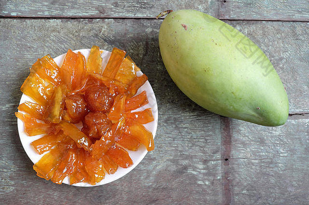 越南食物泰特假期春天芒果小时甜蜜的吃传统的食物月球一年使芒果水果