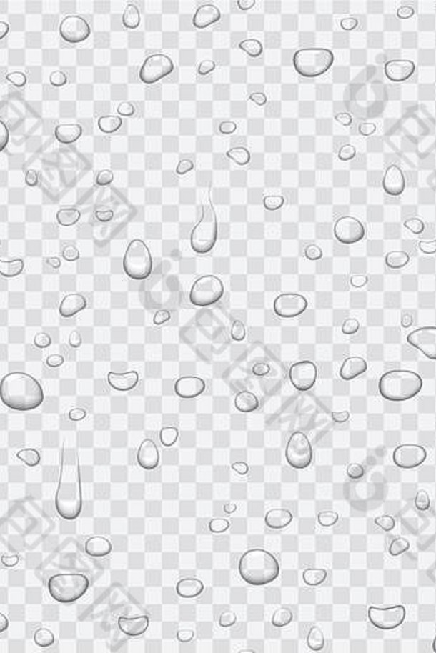 现实的纯清晰的水滴集孤立的transperantα背景向量插图