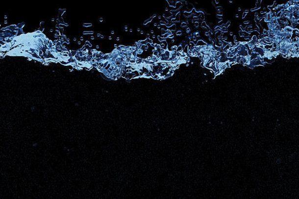 蓝色的液体沸腾很多小泡沫图片黑色的背景