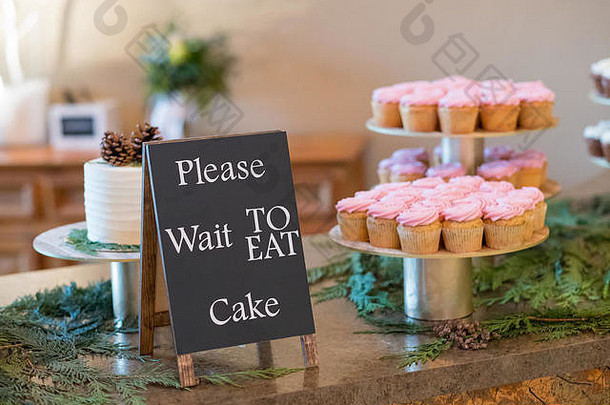 粉红色的婚礼接待纸杯蛋糕冬天婚礼俄勒冈州