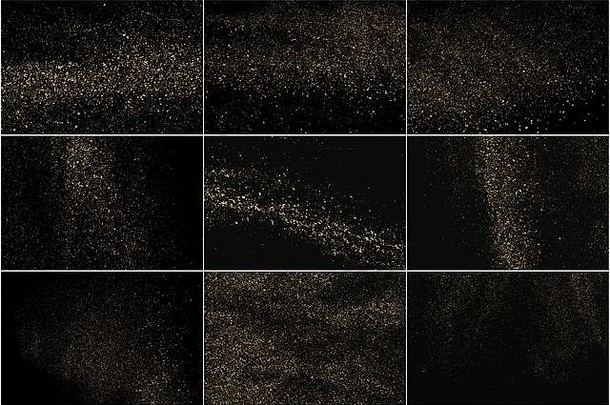 集黄金闪闪发光的纹理孤立的黑色的琥珀色的粒子颜色庆祝背景金爆炸五彩纸屑数字生成的图像