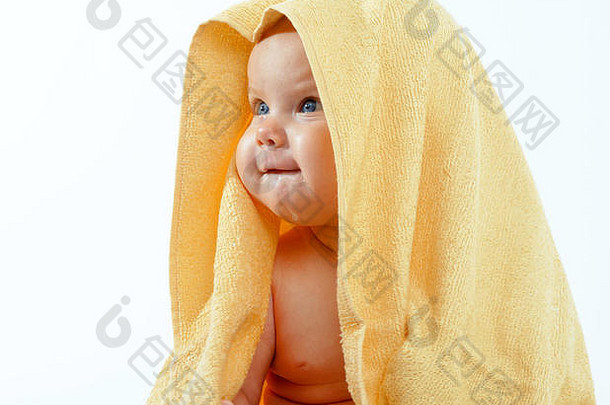 婴儿黄色的毛巾