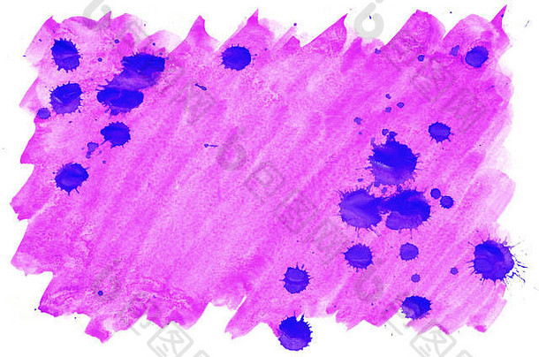 色彩斑斓的蓝色的紫罗兰色的粉红色的水彩湿刷油漆液体背景壁纸卡水瓶座明亮的颜色摘要手画纸纹理
