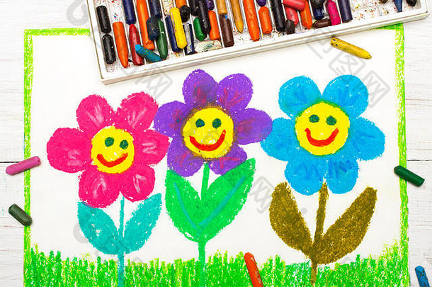 色彩斑斓的画美丽的微笑花