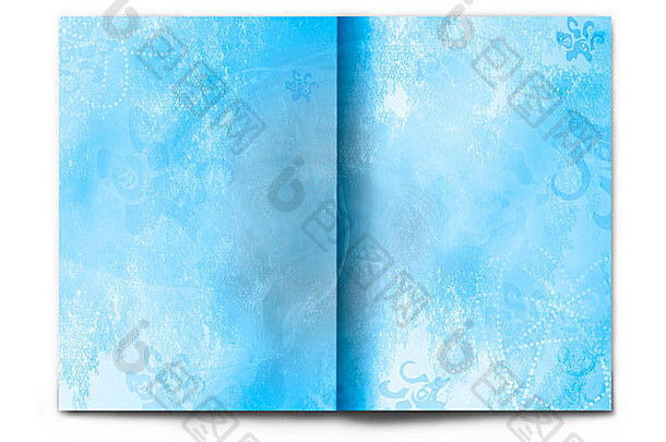 空白空杂志传播孤立的白色背景光蓝色的冬天主题圣诞节快乐一年