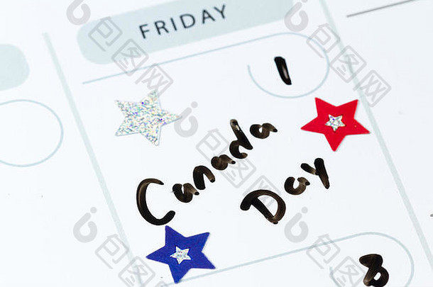 关闭每天规划师日历手写消息庆祝活动假期加拿大一天