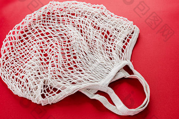 可重用的棉花网袋网袋彩色背景