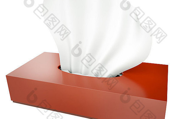 红色的组织盒子孤立的白色背景渲染