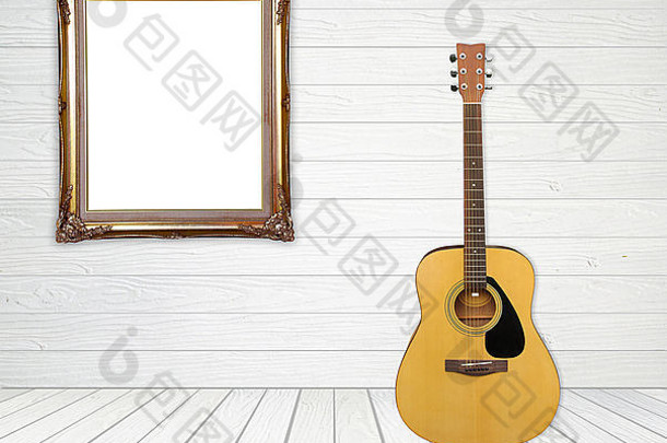 吉他图片框架白色房间