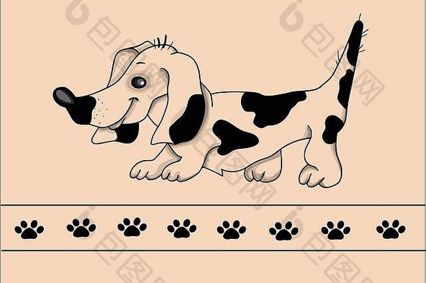达克斯猎犬狗白色背景向量插图