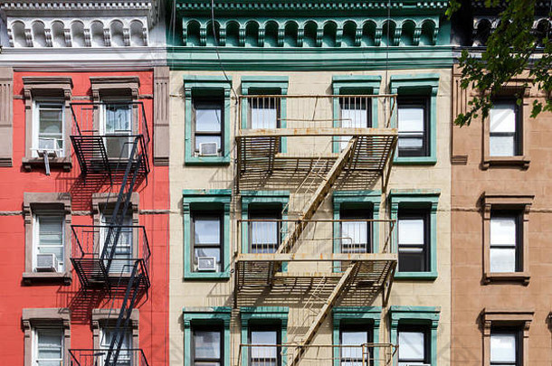 色彩斑斓的公寓建筑格林威治村社区曼哈顿纽约城市