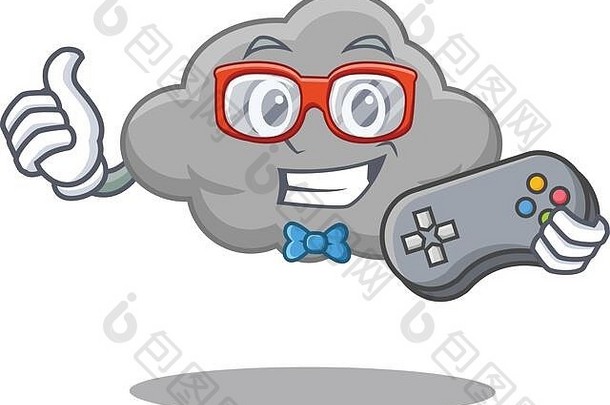 吉祥物设计概念灰色云玩家控制器