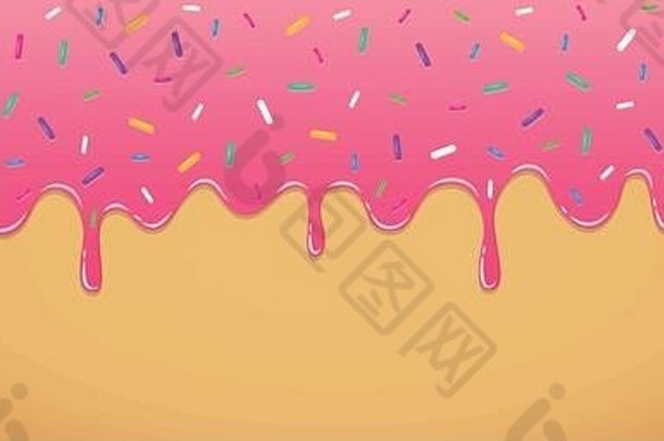 粉红色的甜蜜的融化糖衣色彩斑斓的洒向量插图每股收益