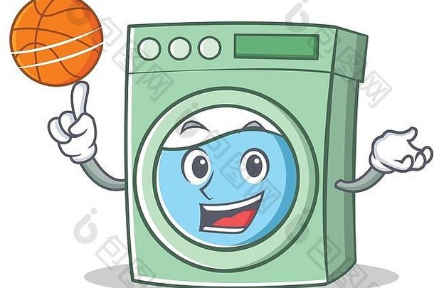 玩篮球洗机字符卡通