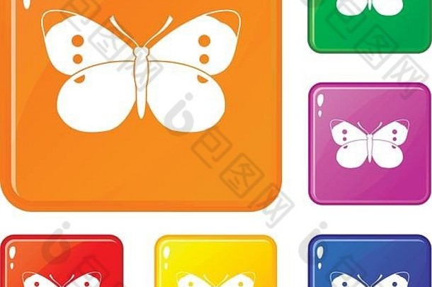蝴蝶图标集向量颜色