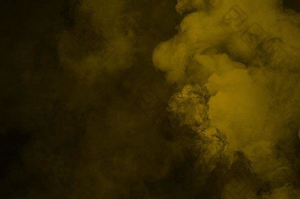 黄色的雾雾效果黑色的背景烟纹理覆盖