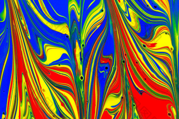 五彩缤纷的摘要背景红色的黄色的绿色蓝色的液体油漆漩涡