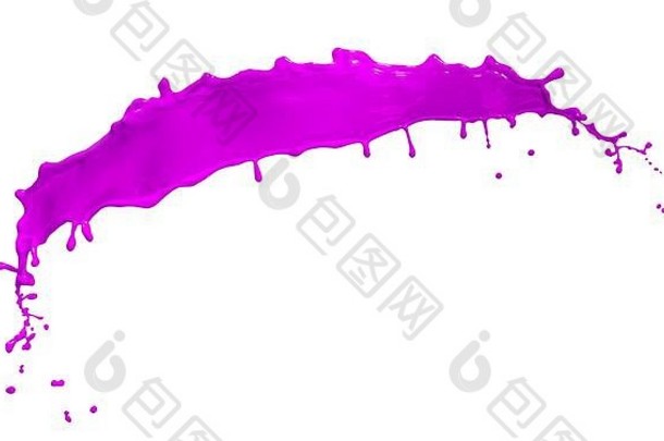 灿烂的紫色的油漆飞溅孤立的白色背景