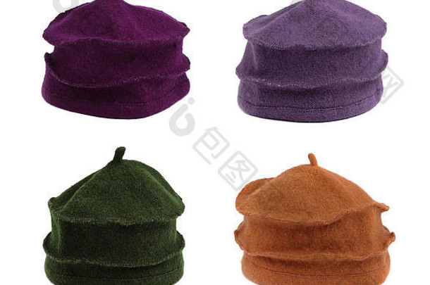 帽子使感觉紫罗兰色的紫色的绿色橙色