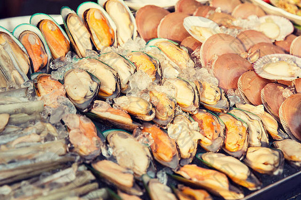牡蛎海鲜冰亚洲街市场