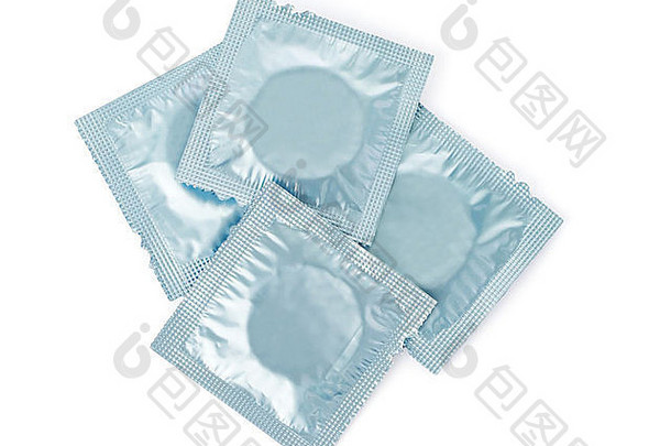 避孕套包孤立的白色背景