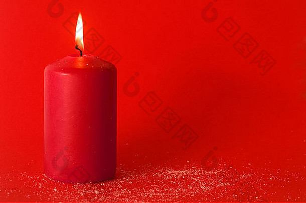 圣诞节装饰蜡烛红色的背景