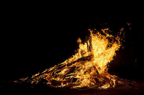 篝火晚上庆祝活动死亡琼街巴塞罗那加泰罗尼亚西班牙